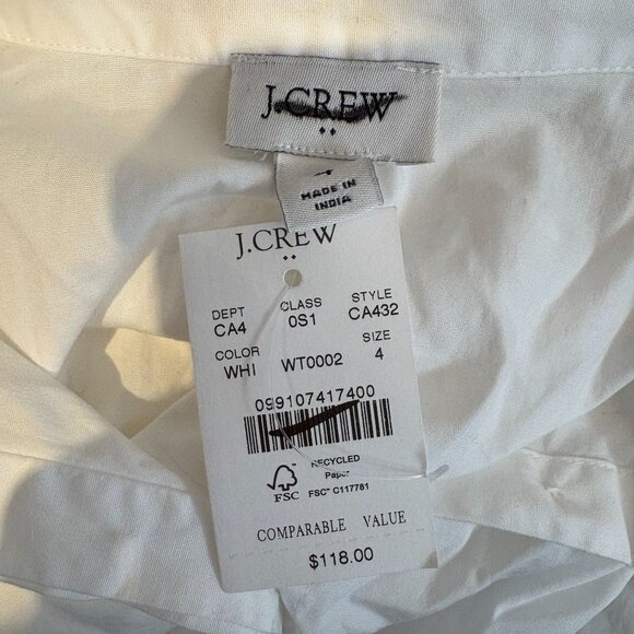 J. Crew Factory Short Sleeve Collared Mini Dress Women's Size 4 in White NWT! - Picture 4 of 5